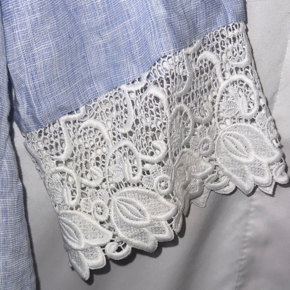 French Curve 100% Linen Dress with Lace Detail NWT Size Small - Picture 5 of 12